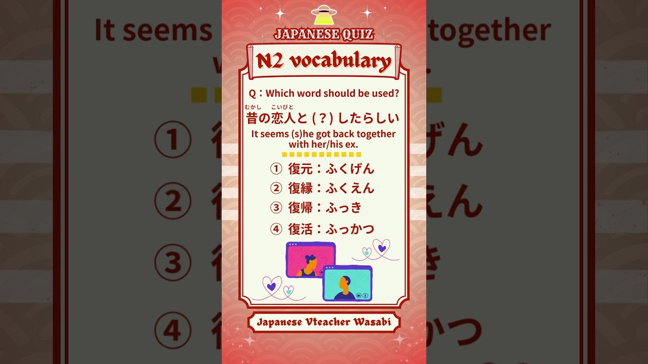 【JAPANESE QUIZ】vocabulary 【にほんご JLPT N2】#shorts #learnjapanese #日本語