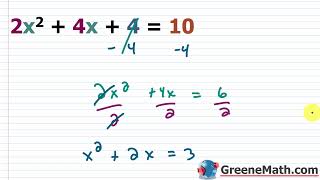 Solving Quadratic Equations by Completing the Square Practice Test Full Solutions