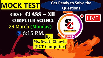 MOCK TEST - 1 |  LIVE | CBSE Class 12 Computer Science