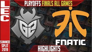 G2 vs FNC Highlights ALL GAMES | LEC Summeer 2019 Playoffs Grand finals | G2 Esports vs Fnatic