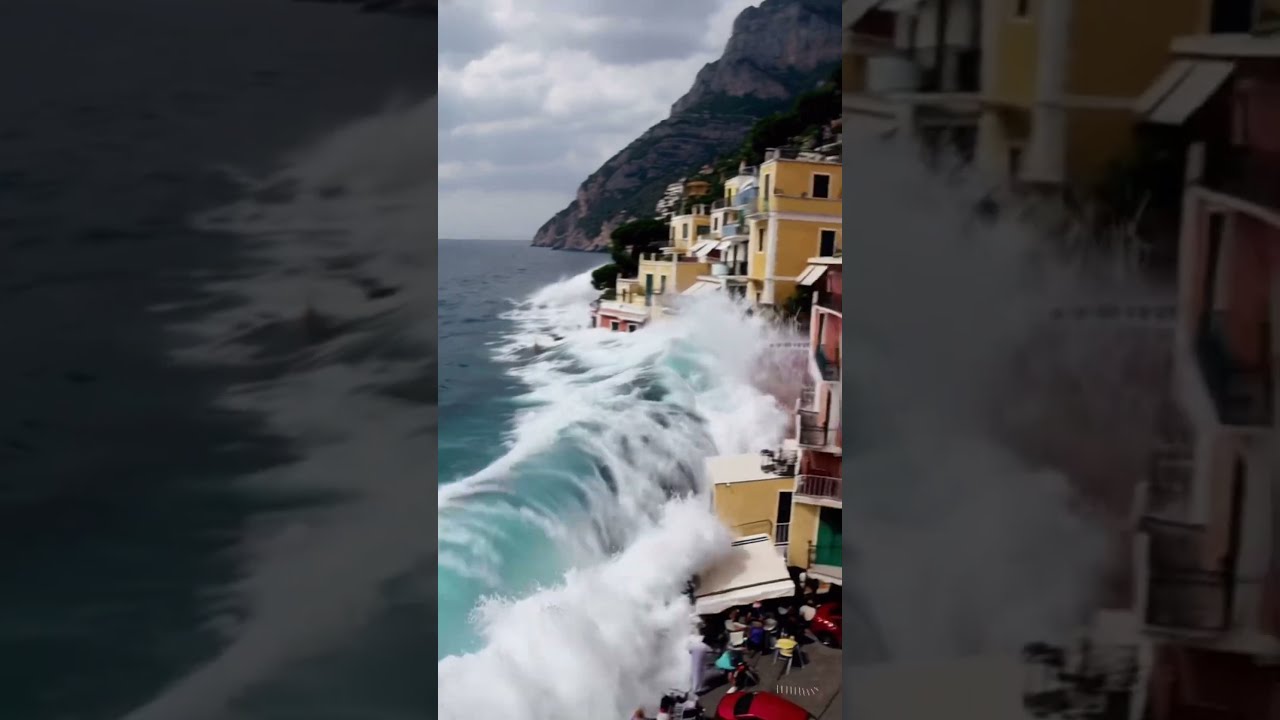 Waves Crashing In Amalfi Italy 