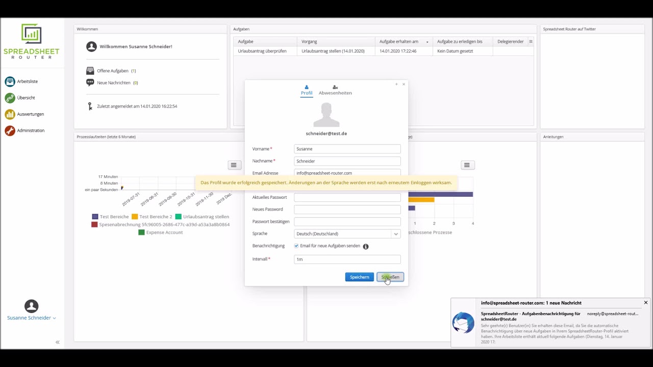 Youtube Video: Spreadsheet Router Tutorial: E-Mail Benachrichtigung bei anstehenden Aufgaben