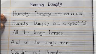 Humpty Dumpty | Nursery Rhyme Humpty Dumpty | Writing