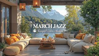 Sweet March Spring Morning At Coffee Shop Ambience By The Lake | Soft Jazz Music For Good Moods screenshot 5