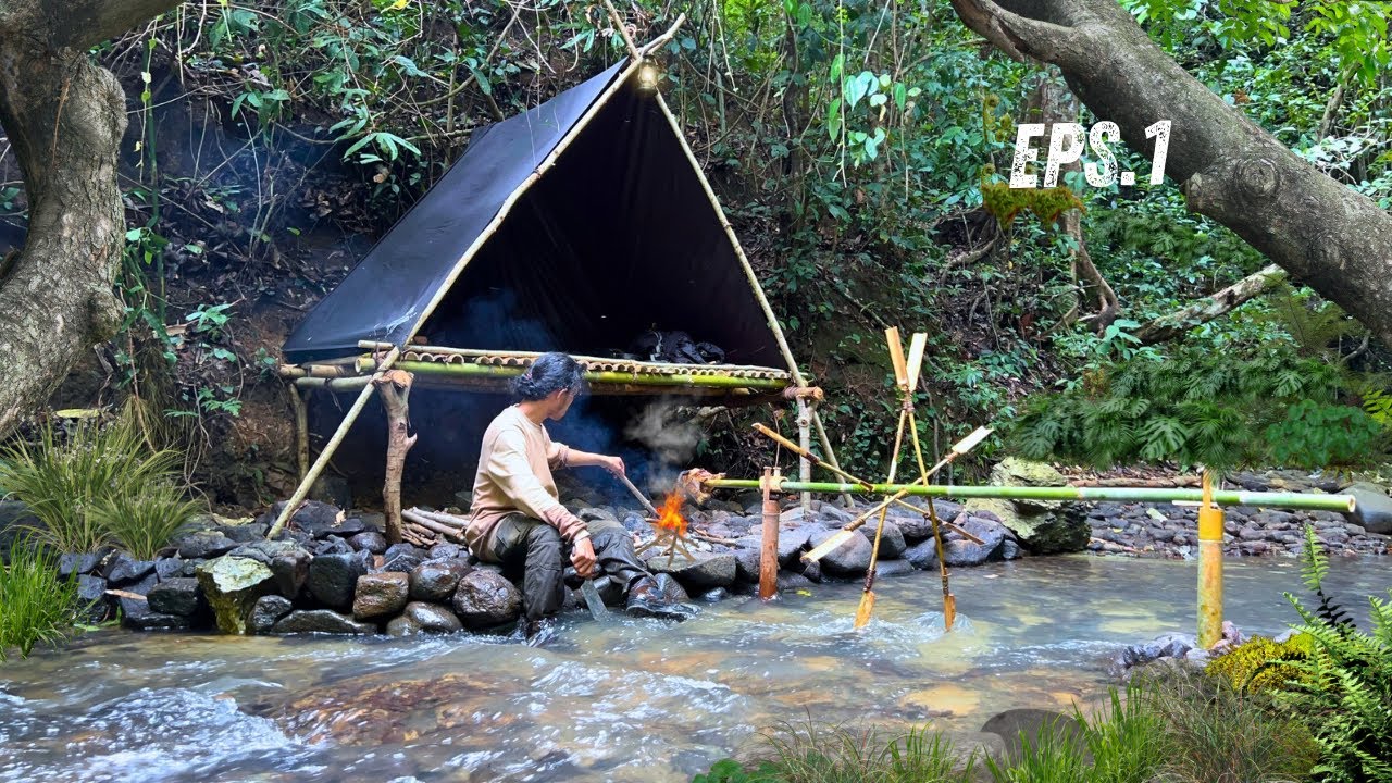 Membangun Shelter dan memanggang ayam utuh secara otomatis menggunakan kincir air