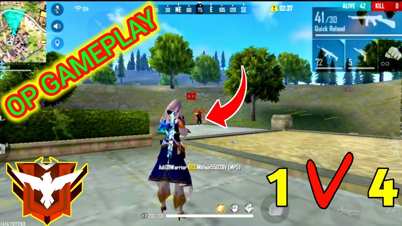 1V4 OP GAMEPLAY FREE FIRE | SOLO VS SQUAD FREE FIRE GAMEPLAY VIDEO ...