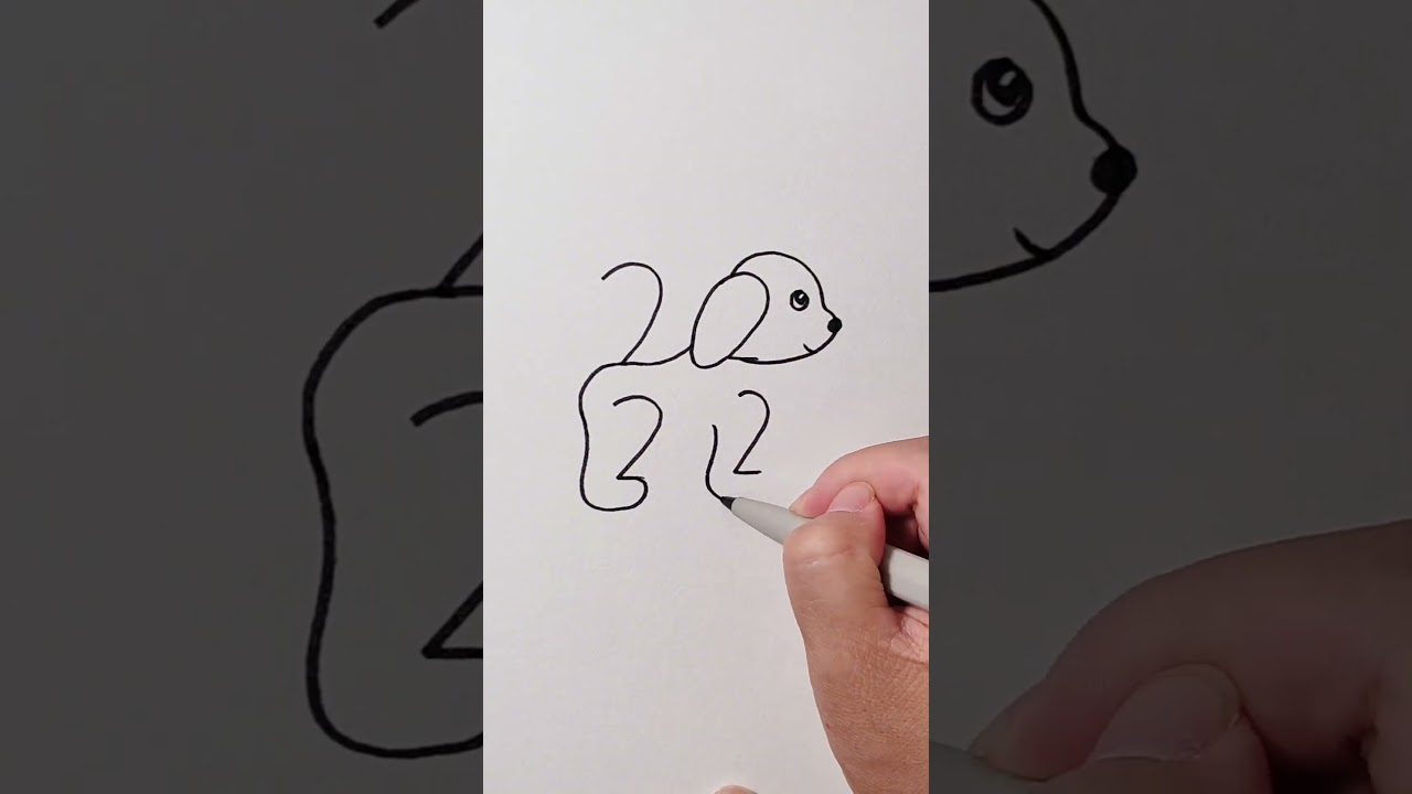 Use 4 2’s to draw a puppy, simple and beautiful # Simple Drawing # Drawing Tutorial # Children’s Dr