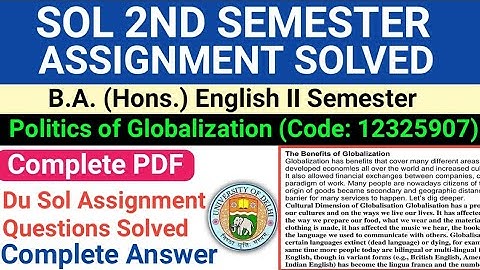 Politics of Globalization Solved Assignment 2021 | B.A Hons | Sol 2nd Semester Assignment Answer
