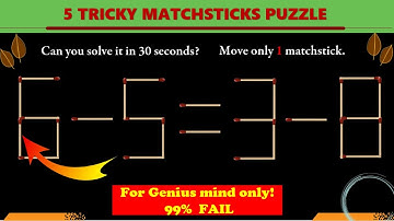 Brain Test I Solving Matchstick Puzzle #19 I 5 Tricky Matchstick Puzzle II 6 - 5 = 3  - 8