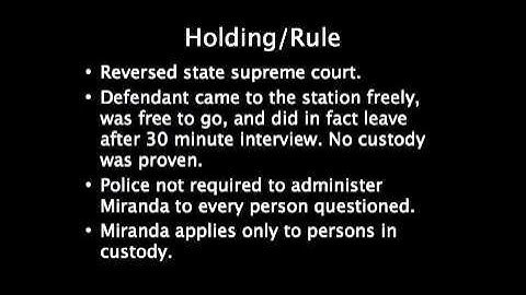 Oregon v Mathiason Case Summary - Criminal Procedure