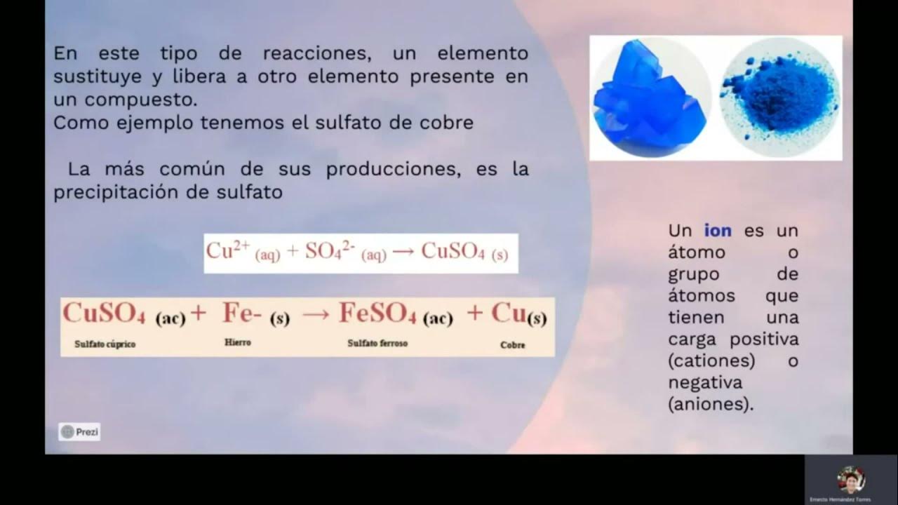 Tipos de reacciones químicas combinación, desplazamiento, doble sustitución Tipos de reacciones químicas combinación, desplazamiento, doble sustitución