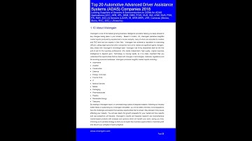 Visiongain report:   Top 20 Automotive Advanced Driver Assistance Systems ADAS Companies 2018-2028.