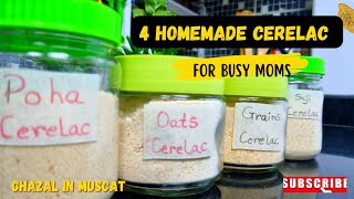 4 Homemade Cerelac For 6-12 Month Old Baby | Baby Food For Busy Mom | 4 Instant Cereals Mix For Baby