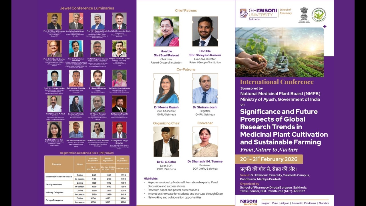 International Conference 2026 | Global Research in Medicinal Plants & Sustainable Farming | GHRU