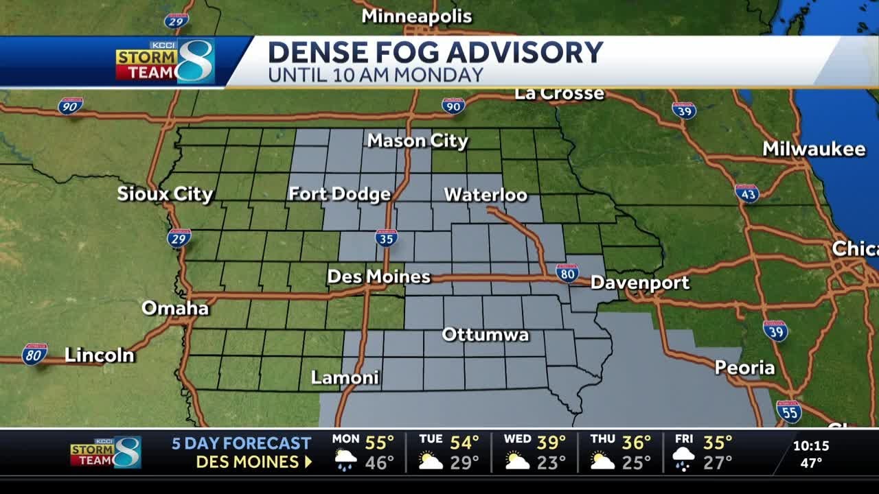 Iowa weather: Fog returns ahead of Monday showers