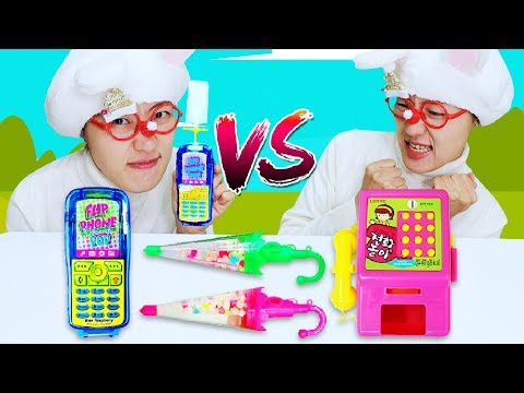 전화기 핸드폰 캔디 우산 캔디 먹어보고 놀아보아요!! Phone Candy Box Umbrella candy 캔디 먹방 MUKBANG - 로미유 스토리 [Romiyu]