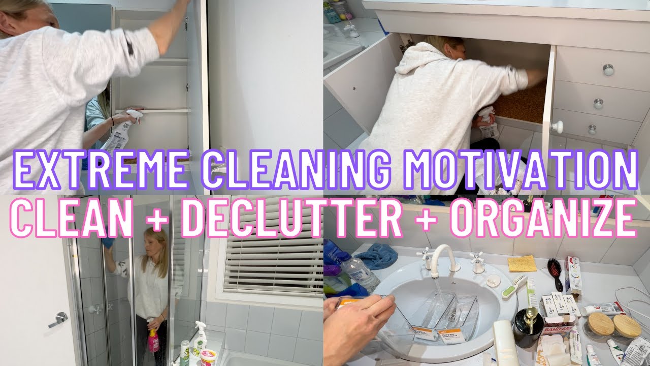 BATHROOM DECLUTTER +ORGANIZE + CLEAN WITH ME 2023 | CLEANING MOTIVATION ...
