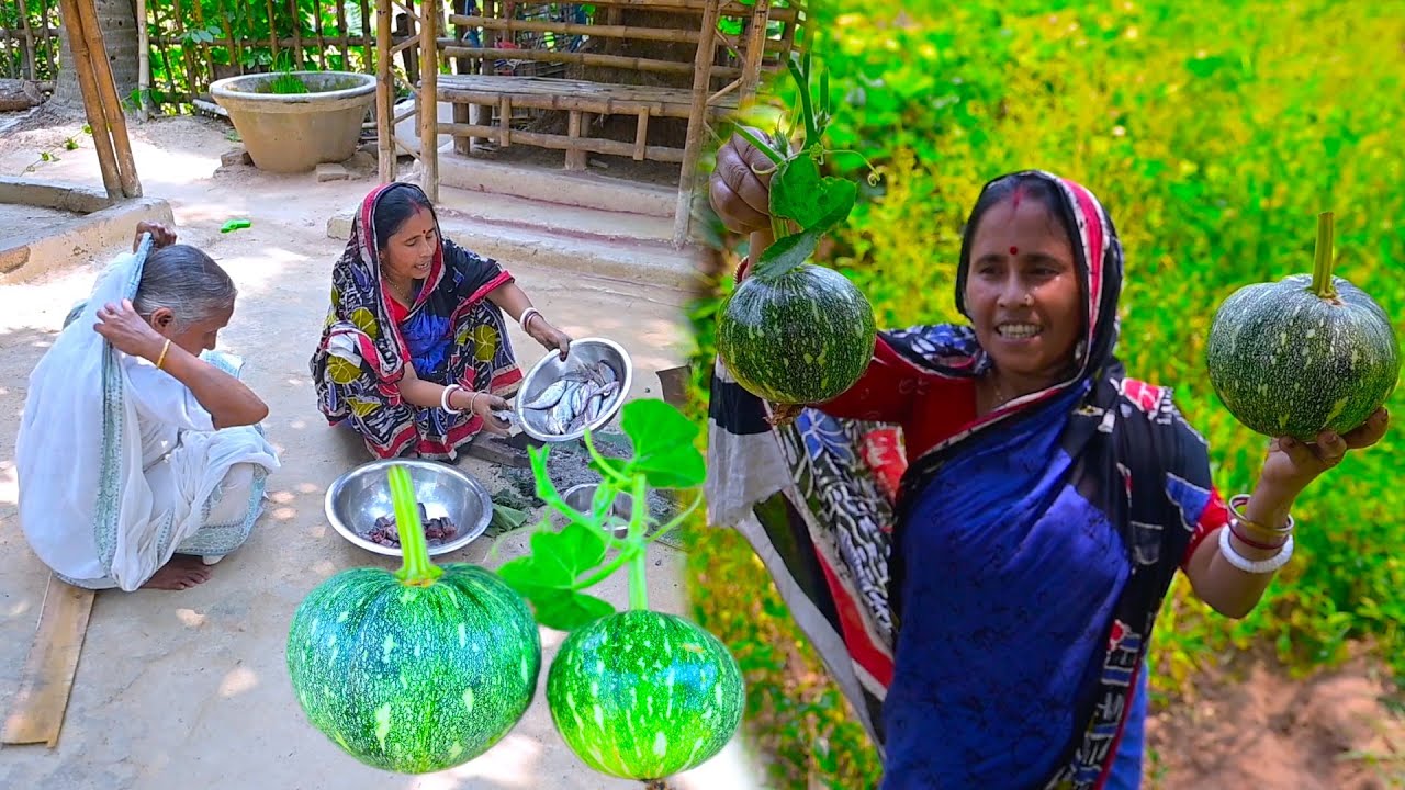 পুকুর থেকে দেশি ডিমভরা ট্যাংরা পুটি মাগুর ধরে বাগানের কচি কুমড়ো রান্না | village fishing & cooking