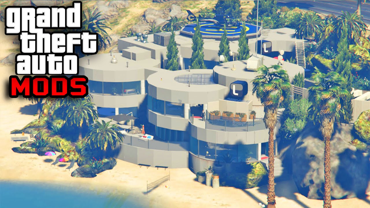 GTA 5 - Nova Mansão de Luxo LifeInvader na Praia! GTA V Mod Propriedades