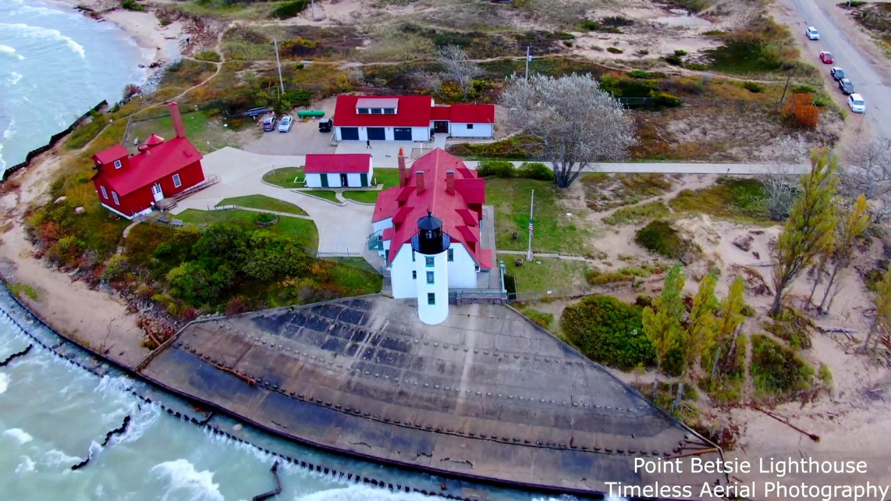 Amazing Aerial Fall Footage of Point Betsie Lighthouse 4K Pure Michigan