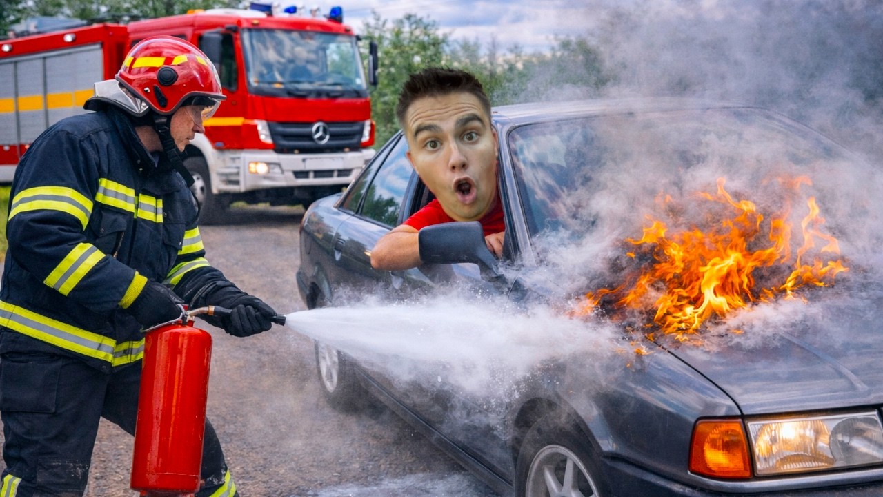 Пожарный на пожарной машине против меня на Audi 80 в гонке против Opel Insignia OPC против Chevro...