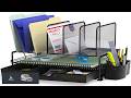 Simple Houseware Mesh Desk Organizer with Sliding Drawer Double Tray and 5