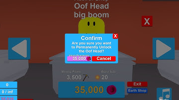 Getting OOF HEAD 35,000 rebirth tokens (mining simulator)