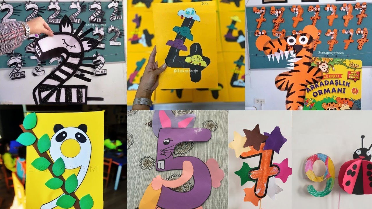 Preschool Number learning activities for toddler/Flash cards decoration ideas/Math Number decoration