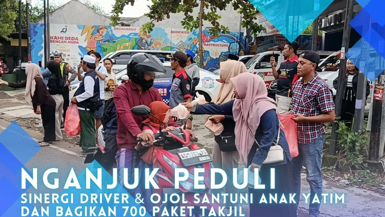 Bagikan 700 Paket Takjil, Nganjuk Peduli Sinergi Driver & Ojol Santuni Anak Yatim - SRTV