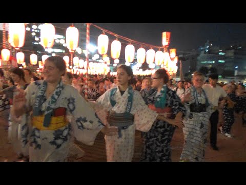 [＃美しい築地本願寺盆踊りだぁ３]＃築地本願寺境内＃築地音頭＃あやめ＃美しいゆかた＃TukijiHonganjiTemple2019
