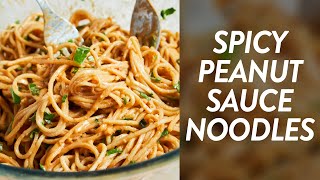 EASIEST 15-Minute Spicy Peanut Sauce Noodles | Vegan Dinner Recipe