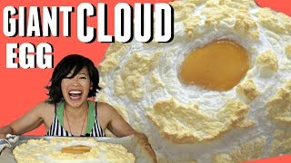 GIANT OSTRICH CLOUD EGG  -- how to open \& cook an ostrich egg