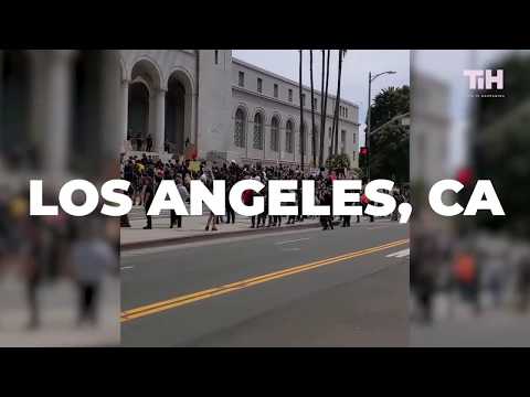 Protesters Gather Outside City Hall in Los Angeles