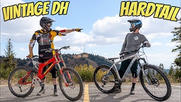 1998 DH-fiets versus moderne hardtail - 25 jaar verandering