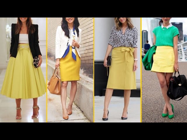 IDEAS DE OUTFITS PARA PRIMAVERA VARANO 2022 CON FALDA AMARILLA💖OUTFITS  WITH YELLOW SKIRT 2022 