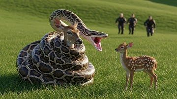 Brave Hero Saves Deer From Giant Python — Real Life Wildlife Rescue