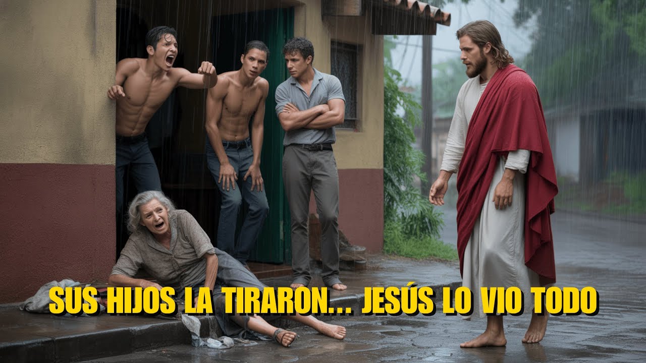 UNA ANCIANA FUE EMPUJADA AL SUELO POR SUS HIJOS… JESÚS LO VIO TODO Y CAMBIÓ SUS VIDAS