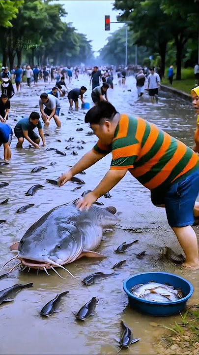 BANJIR di JALAN NEMU IKAN LELE JUMBO, jadi rebutan🤣