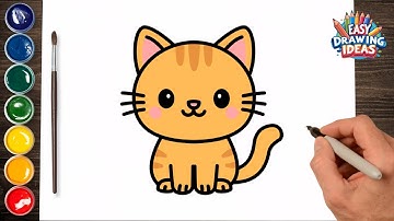 How to Draw Cute Kitten - Easy Kawaii Cat Drawing Tutorial for Kids and Beginners