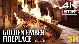 Golden Ember Fireplace 4K 🔥 | Warm Crackling Fire for Cozy Autumn Nights