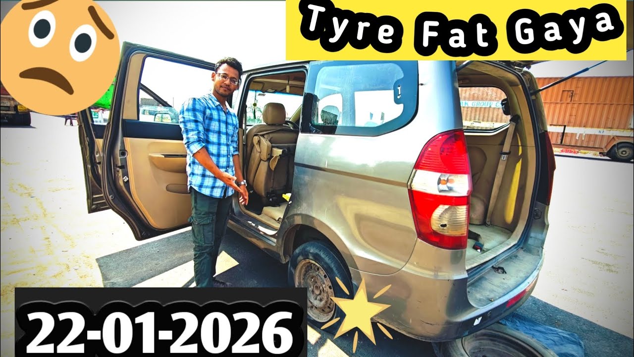 Car ka tyre fat gaya😱 Baal baal bach gaye