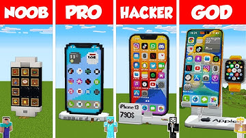 Minecraft WORKING IPHONE 15 PRO MAX HOUSE BUILD CHALLENGE - NOOB vs PRO vs HACKER vs GOD