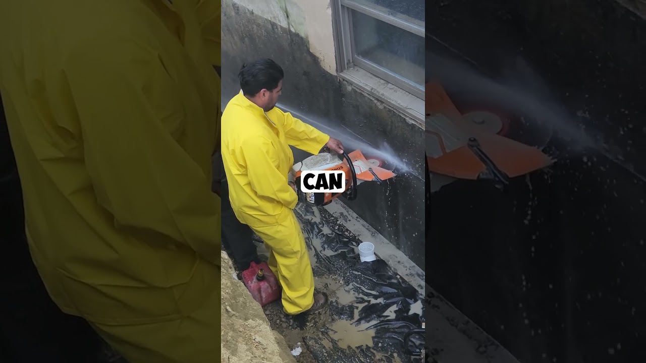 Concrete Cutting Prep for Egress Windows: Saw, Crane, & Generator in Action! 🚜💪