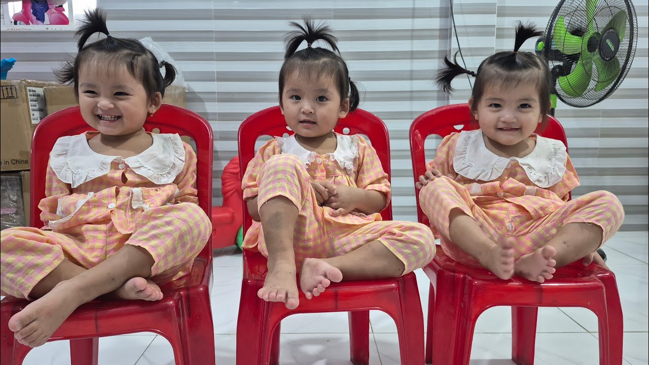 Ba bé sinh ba Mai Thùy Linh hớn hở khi mẹ Phương cho thử món uống tuổi thơ | TAM CÔ NƯƠNG