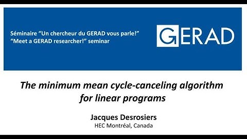 The minimum mean cycle-canceling algorithm for linear programs, Jacques Desrosiers, 29/09/2021