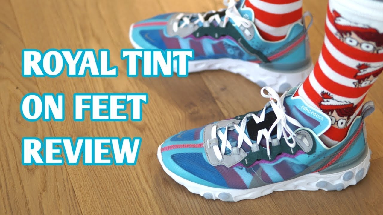 BELOW RETAIL) Nike React Element Royal Tint - On Feet Review - YouTube