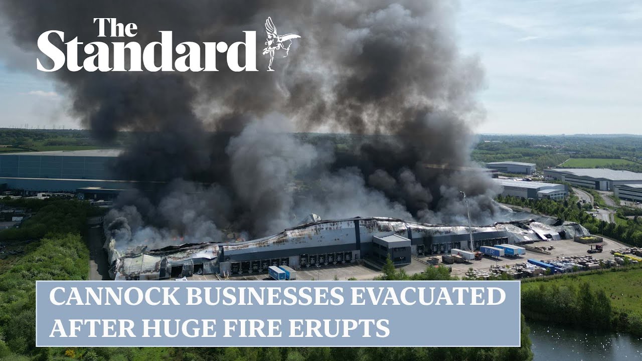 Cannock businesses evacuated as fire engulfs parcel centre on industrial estate