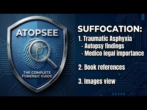 Suffocation: traumatic asphyxia, autopsy findings, Medicolegal importance, book refrences.