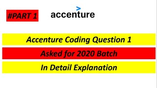 Accenture Coding Round | Coding Question Asked last year | #PART1🔥🔥