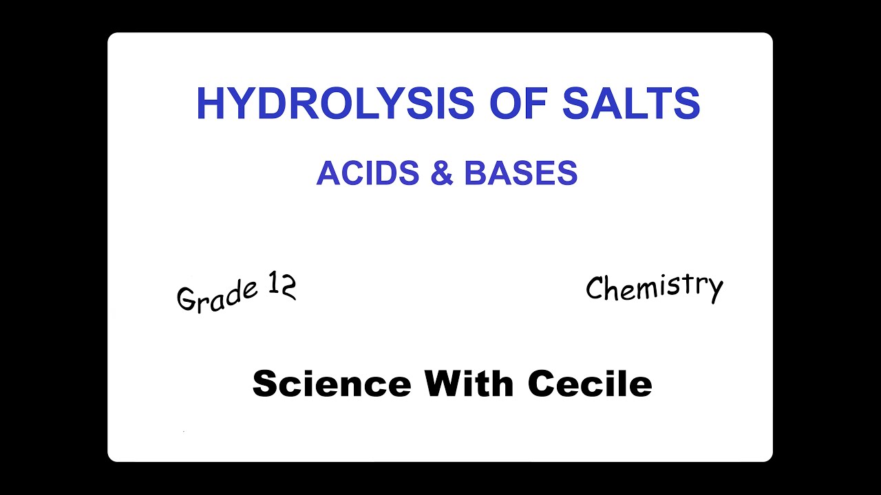Hydrolysis of Salts - Grade 12 - YouTube
